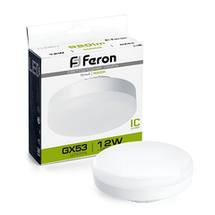 Лампа cветодиодная, (12W) GX53 4000K, FERON LB-453